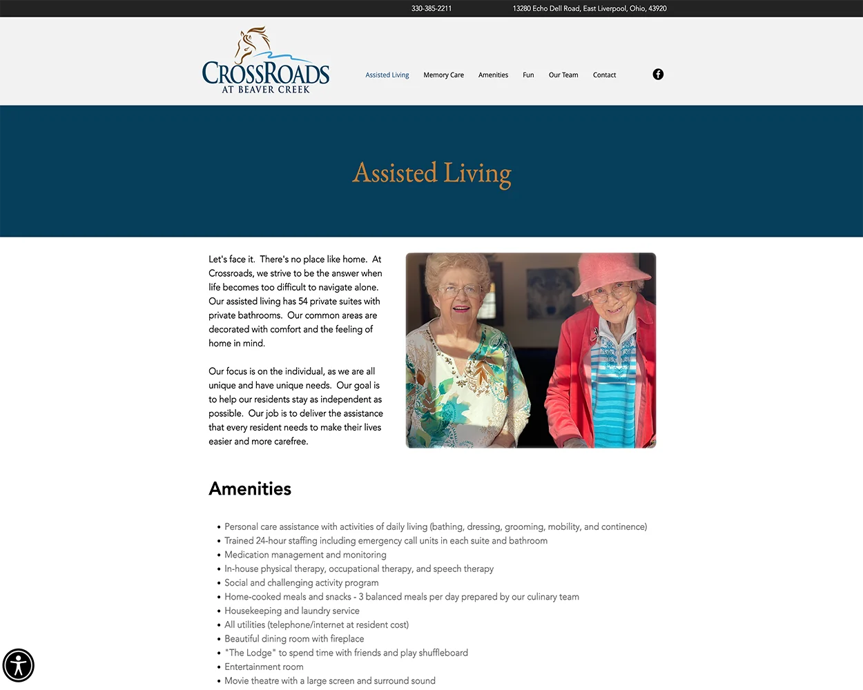 CrossRoads Assisted Living page